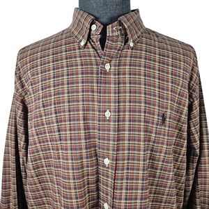 Ralph Lauren Classic Fit Men's Plaid Long Sleeve Button Down Collar Size XXL